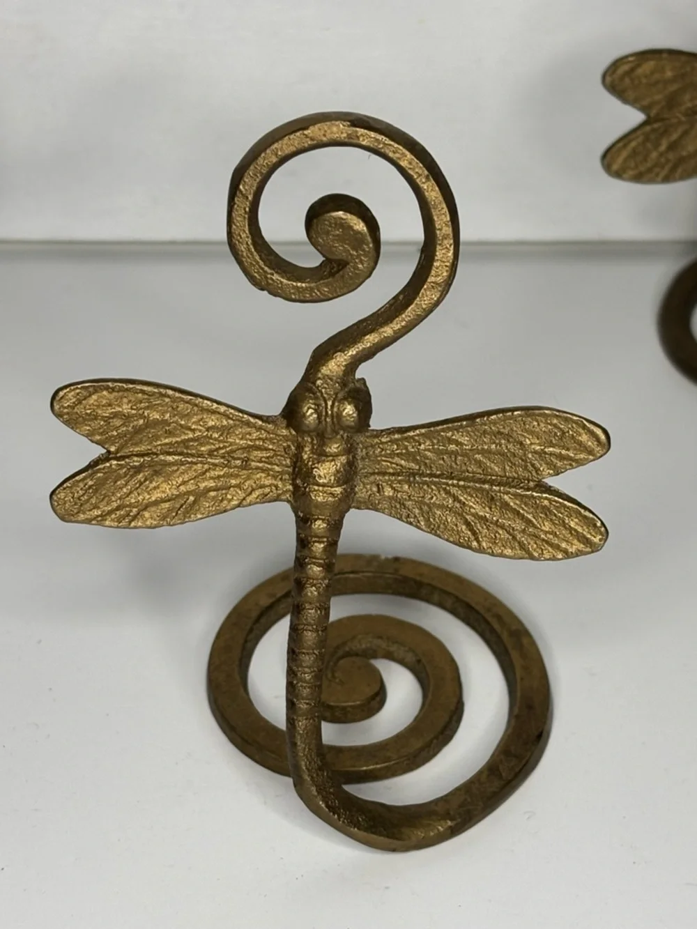 (4) Whimsical Gold Dragonfly Table Card Holders- Decorative Home Fairycore Decor